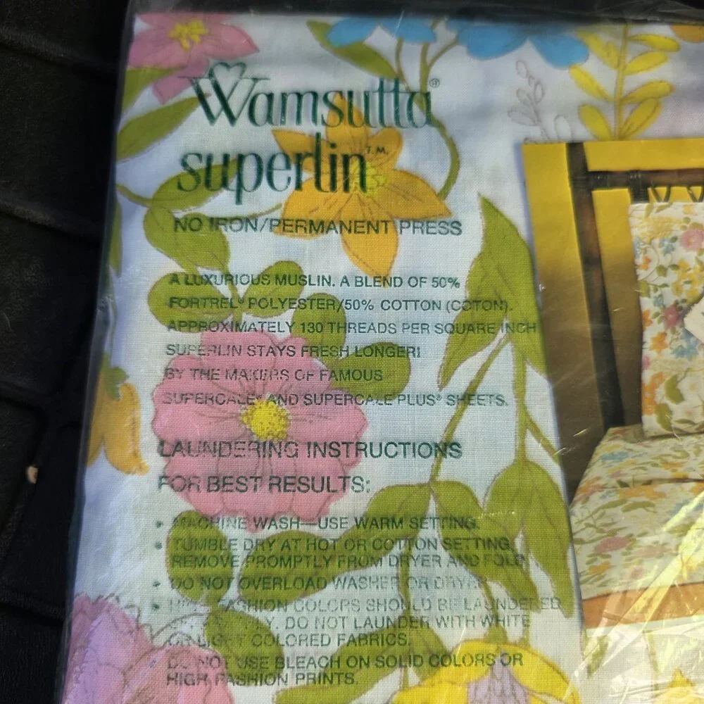 Vintage Wamsutta Double Flat Sheet Floral No Iron Ultracale 81x104 in New!